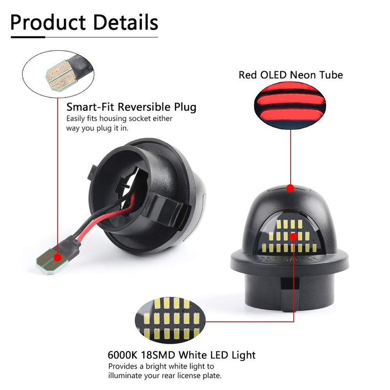 Gempro License Plate Light Assembly LED Tag Lamp Replacement for Ford F150 F250 F350 F450 F550 Super Duty Bronco Excursion Ranger Expedition Explorer Lincoln Pickup Rear Plate Lights, 2PCS - Image 5